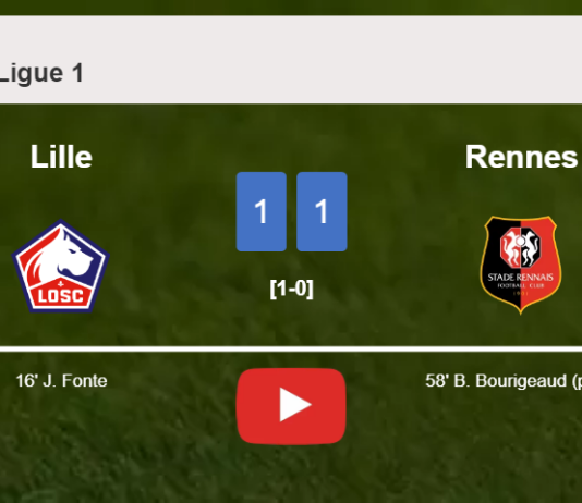 Lille and Rennes draw 1-1 on Sunday. HIGHLIGHTS