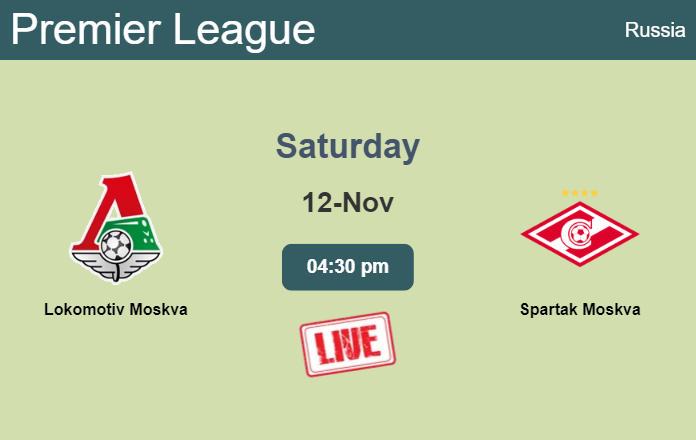 How to watch Lokomotiv Moskva vs. Spartak Moskva on live stream and at what time