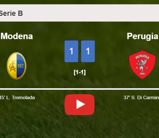 Modena and Perugia draw 1-1 on Saturday. HIGHLIGHTS