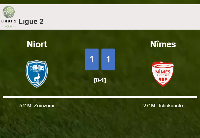 Niort and Nîmes draw 1-1 on Saturday