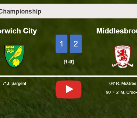 Middlesbrough recovers a 0-1 deficit to defeat Norwich City 2-1. HIGHLIGHTS
