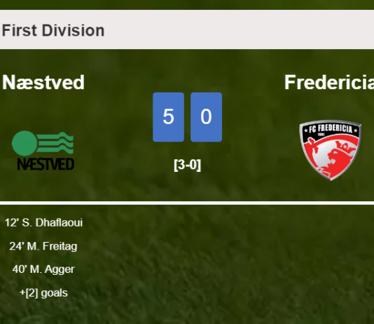 Næstved destroys Fredericia 5-0 after playing a great match