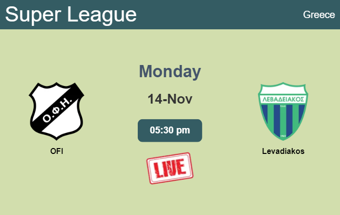 How to watch OFI vs. Levadiakos on live stream and at what time