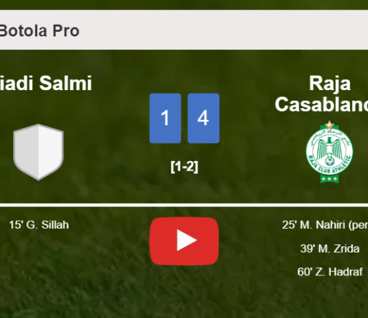 Raja Casablanca tops Riadi Salmi 4-1 after recovering from a 0-1 deficit. HIGHLIGHTS