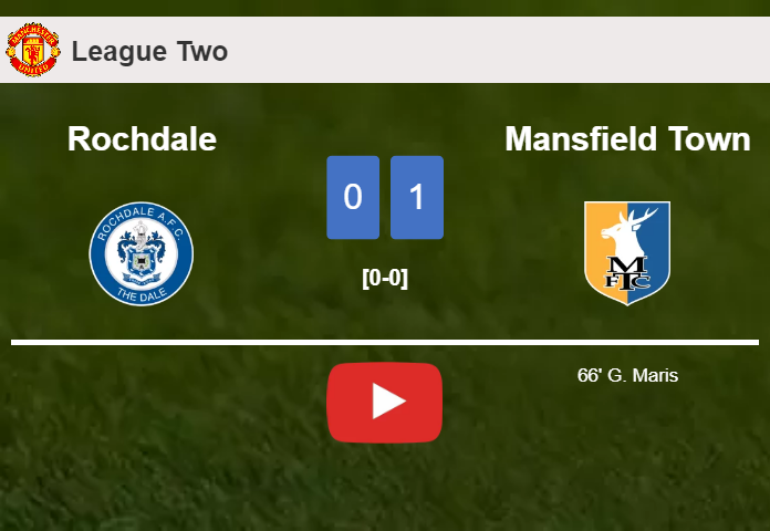Mansfield Town overcomes Rochdale 1-0 with a goal scored by G. Maris. HIGHLIGHTS