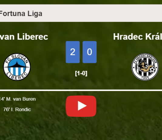 Slovan Liberec overcomes Hradec Králové 2-0 on Sunday. HIGHLIGHTS