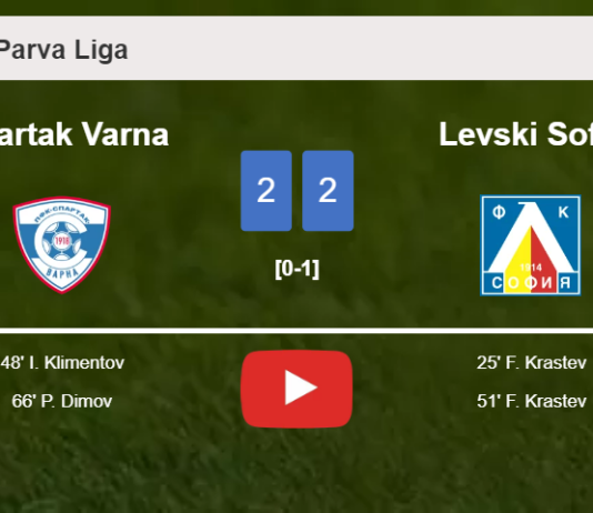 Spartak Varna and Levski Sofia draw 2-2 on Sunday. HIGHLIGHTS