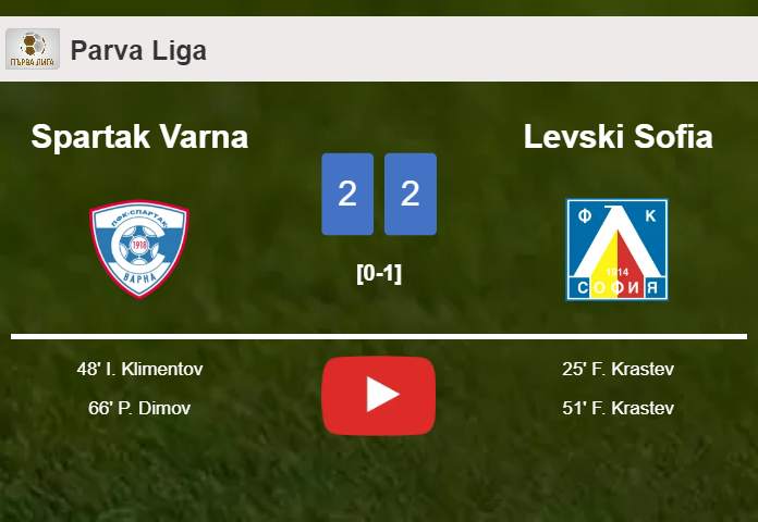 Spartak Varna and Levski Sofia draw 2-2 on Sunday. HIGHLIGHTS