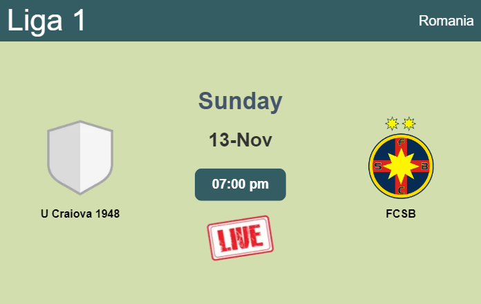 How to watch U Craiova 1948 vs. FCSB on live stream and at what time