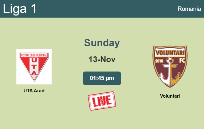 How to watch UTA Arad vs. Voluntari on live stream and at what time