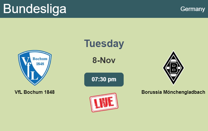 How to watch VfL Bochum 1848 vs. Borussia Mönchengladbach on live stream and at what time