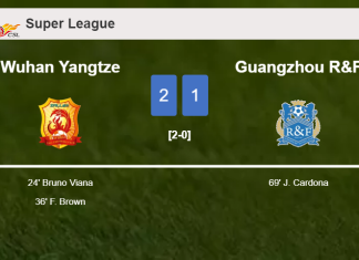 Wuhan Yangtze tops Guangzhou R&F 2-1