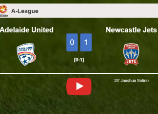 Newcastle Jets prevails over Adelaide United 1-0 with a goal scored by J. Sotirio. HIGHLIGHTS