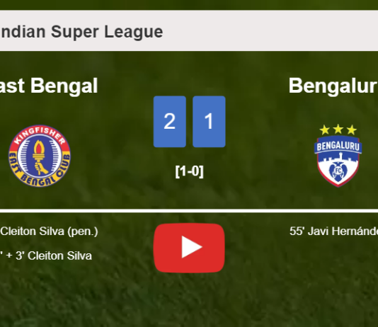 East Bengal conquers Bengaluru 2-1 with C. Silva scoring 2 goals. HIGHLIGHTS