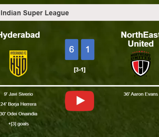 Hyderabad estinguishes NorthEast United 6-1 showing huge dominance. HIGHLIGHTS