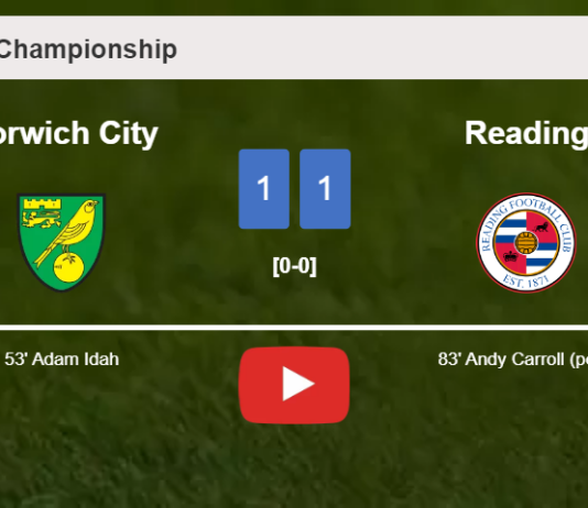 Norwich City and Reading draw 1-1 on Friday. HIGHLIGHTS
