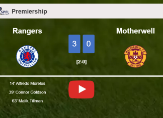 Rangers tops Motherwell 3-0. HIGHLIGHTS