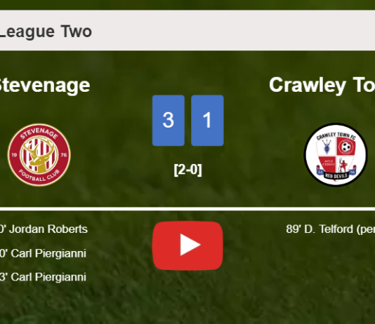 Stevenage tops Crawley Town 3-1. HIGHLIGHTS