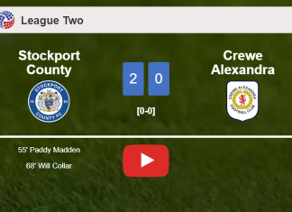 Stockport County conquers Crewe Alexandra 2-0 on Monday. HIGHLIGHTS