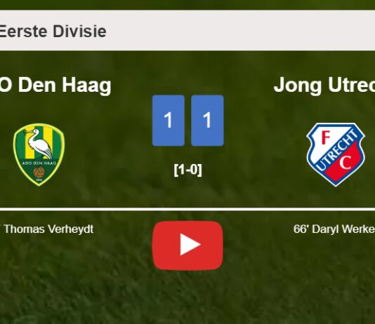 Jong Utrecht and ADO Den Haag draw 1-1 on Sunday. HIGHLIGHTS