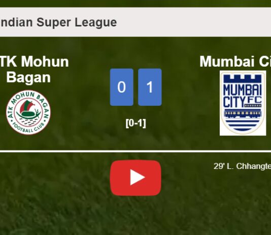Mumbai City defeats ATK Mohun Bagan 1-0 with a goal scored by L. Chhangte. HIGHLIGHTS