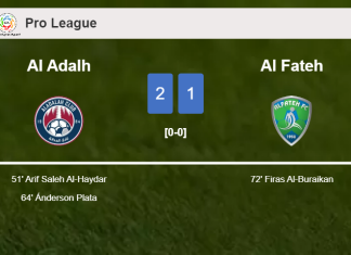 Al Adalh overcomes Al Fateh 2-1