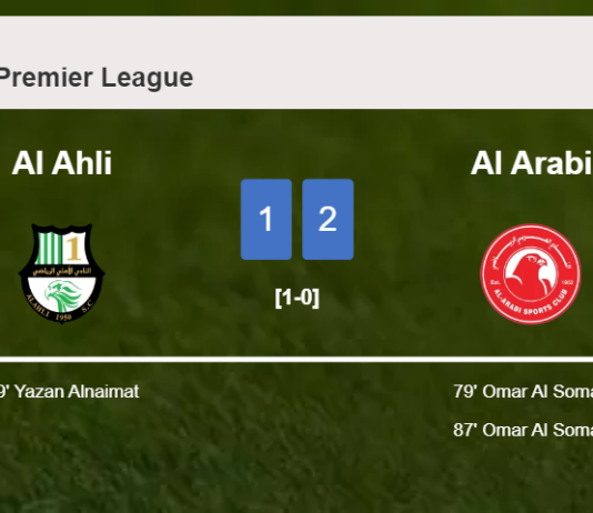 Al Arabi recovers a 0-1 deficit to overcome Al Ahli 2-1 with O. Al scoring 2 goals