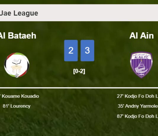 Al Ain beats Al Bataeh 3-2 with 2 goals from K. Fo