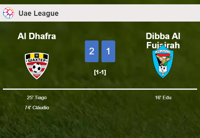 Al Dhafra recovers a 0-1 deficit to best Dibba Al Fujairah 2-1
