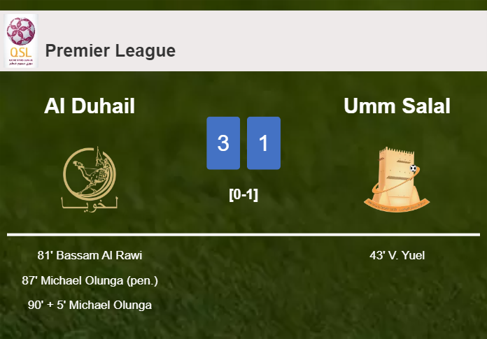 Al Duhail beats Umm Salal 3-1 after recovering from a 0-1 deficit