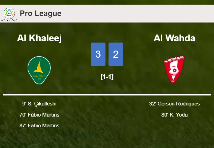 Al Khaleej conquers Al Wahda 3-2