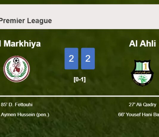 Al Markhiya manages to draw 2-2 with Al Ahli after recovering a 0-2 deficit