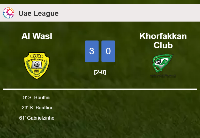 Al Wasl prevails over Khorfakkan Club 3-0