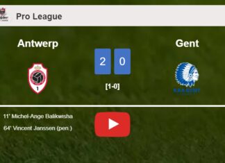 Antwerp conquers Gent 2-0 on Saturday. HIGHLIGHTS