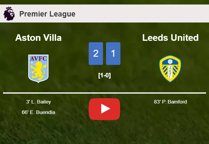 Aston Villa prevails over Leeds United 2-1. HIGHLIGHTS