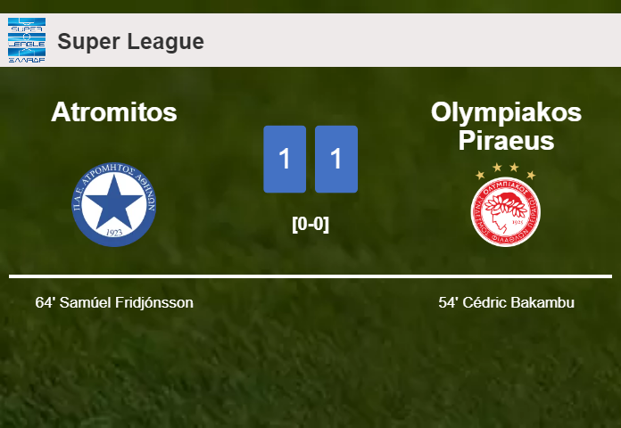 Atromitos and Olympiakos Piraeus draw 1-1 on Sunday