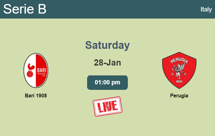 How to watch Bari 1908 vs. Perugia on live stream and at what time