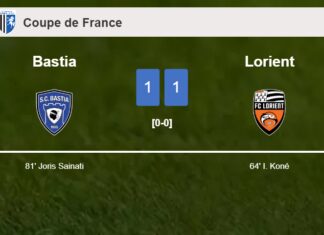 Bastia and Lorient draw 1-1 on Saturday