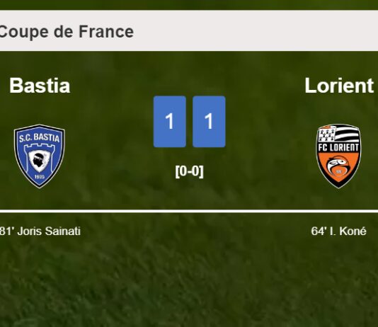 Bastia and Lorient draw 1-1 on Saturday