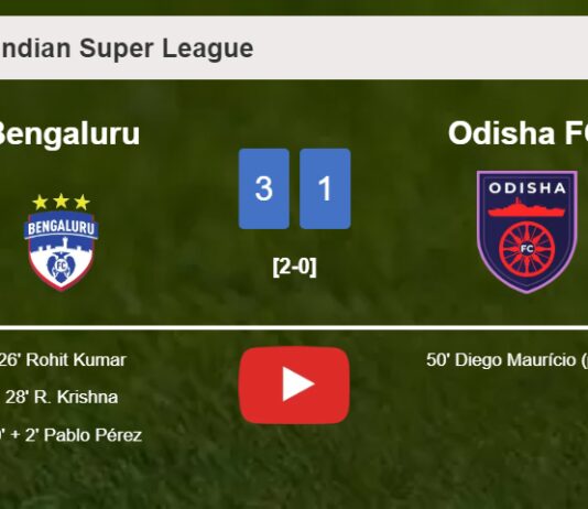 Bengaluru overcomes Odisha FC 3-1. HIGHLIGHTS