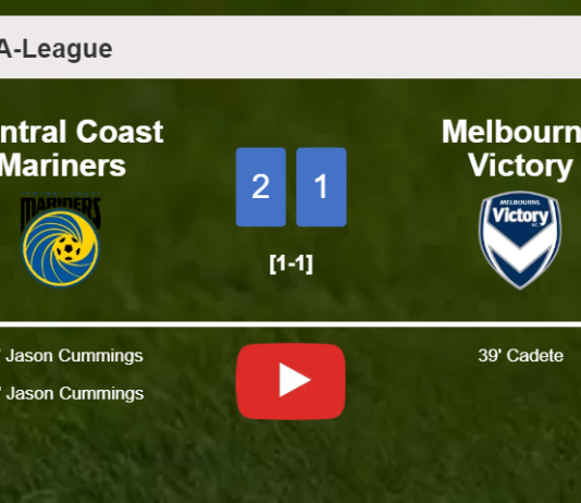 Central Coast Mariners prevails over Melbourne Victory 2-1 with J. Cummings scoring a double. HIGHLIGHTS