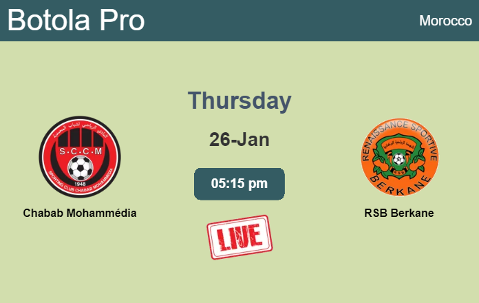 How to watch Chabab Mohammédia vs. RSB Berkane on live stream and at what time