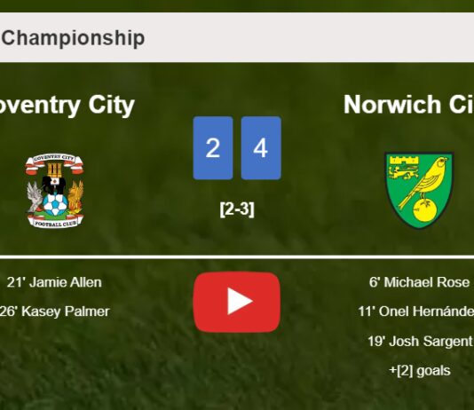 Norwich City overcomes Coventry City 4-2. HIGHLIGHTS
