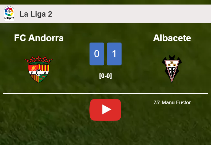 Albacete prevails over FC Andorra 1-0 with a goal scored by M. Fuster. HIGHLIGHTS