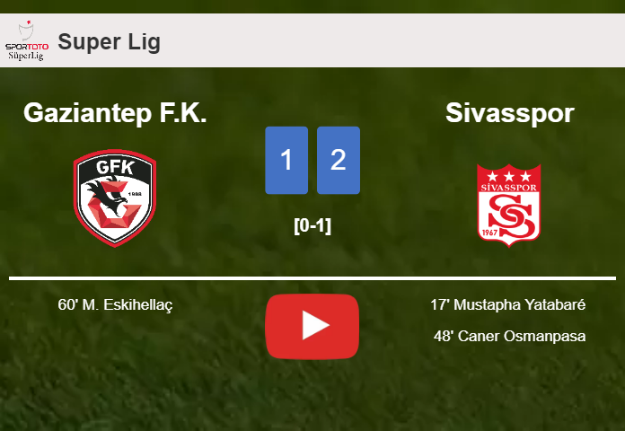 Sivasspor overcomes Gaziantep F.K. 2-1. HIGHLIGHTS