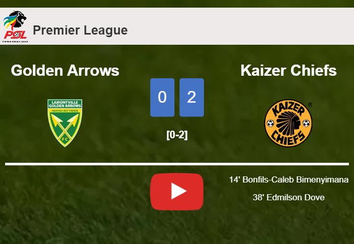 Kaizer Chiefs beats Golden Arrows 2-0 on Saturday. HIGHLIGHTS