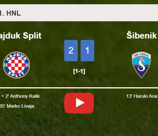 Hajduk Split recovers a 0-1 deficit to overcome Šibenik 2-1. HIGHLIGHTS