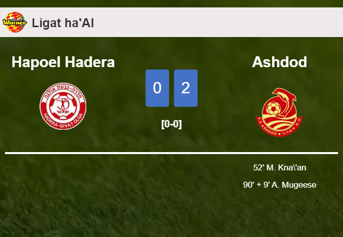 Ashdod conquers Hapoel Hadera 2-0 on Saturday