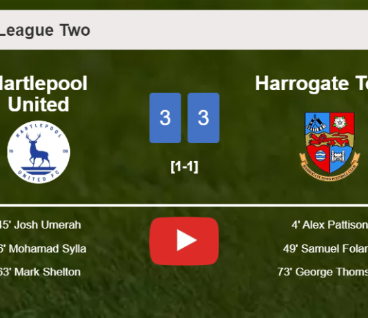 Hartlepool United and Harrogate Town draws a hectic match 3-3 on Sunday. HIGHLIGHTS