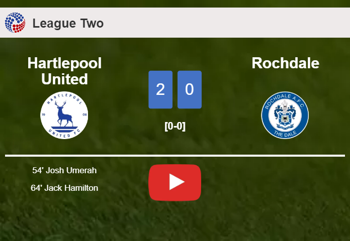Hartlepool United prevails over Rochdale 2-0 on Saturday. HIGHLIGHTS